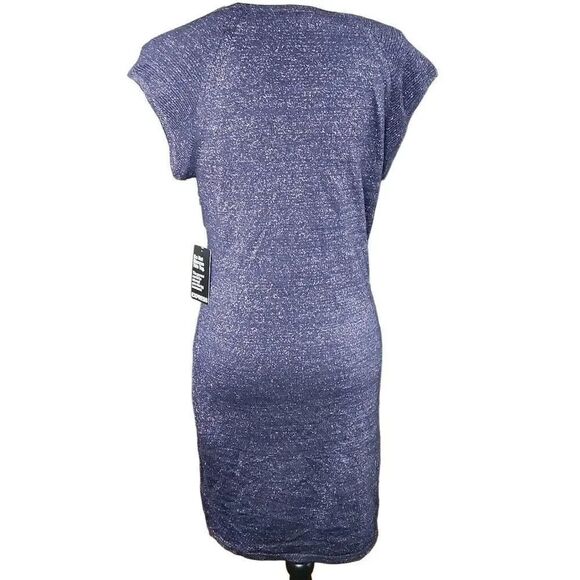 Express Women's Size Large Navy Sparkle Shoulder Cutout Mini Dress - Picture 7 of 8